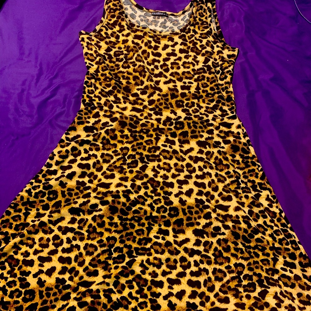 Leopard Print Skater Dress XL